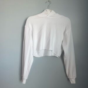 Aritzia TNA White Cropped Hoodie